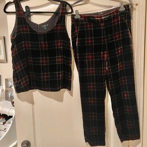 J. Crew Matching Plaid Velvet Set